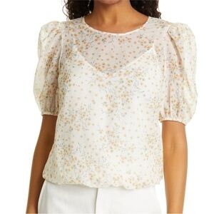 Cami NYC Rhela Cream Floral Puff Sleeve Blouse